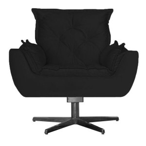 Poltrona Opala Decorativa Base de Balanço Amamentação Suede Preto - D'Rost