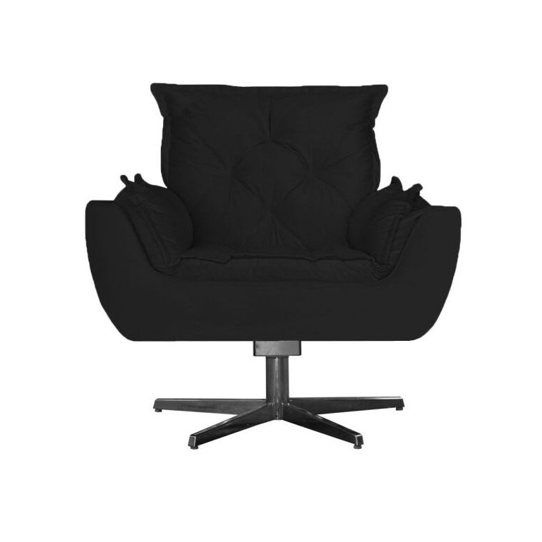 Poltrona Opala Decorativa Base de Balanço Amamentação Suede Preto - D'Rost Poltrona Opala Decorativa Base de Balanço Amamentação Suede Preto - D'Rost