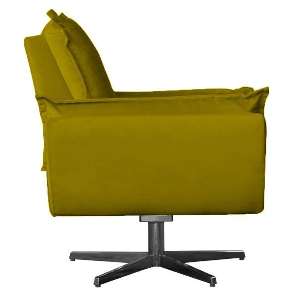 Poltrona Opala Base de Balanço com Puff Amamentação Suede Amarelo - 3