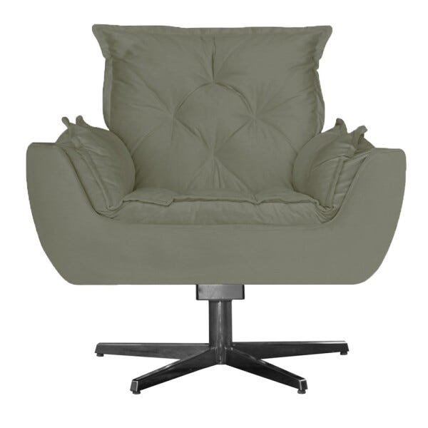 Poltrona Opala Decorativa Base de Balanço Amamentação Suede Creme - D'Rost - 1