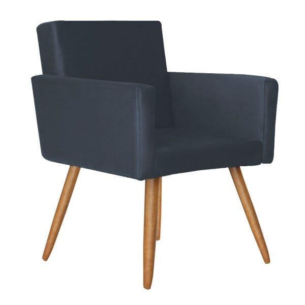 Kit 2 Poltronas Nina Decorativa Suede Azul Marinho - Kasa Sofá - 4