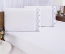 Ver imagem 4 de Jogo lençol Queen quarto casal bordado 3 peças branco cinza