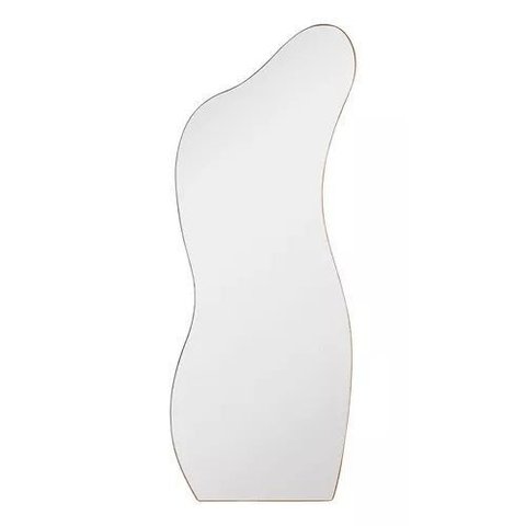 Espelho Curves Decorativo Orgânico 150x50 para Sala Quarto Banheiro C/ Moldura Couro Ecológico