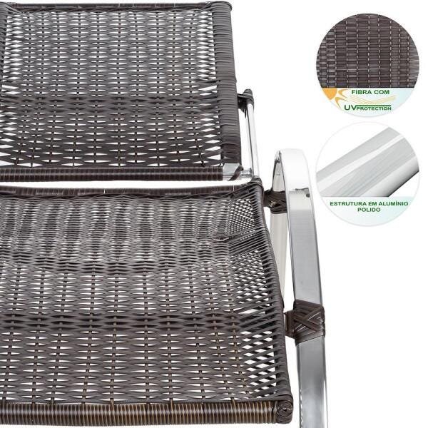 Kit 2 Espreguiçadeiras Ipanema Piscina Jardim Varanda Alumínio Pedra Ferro - 3