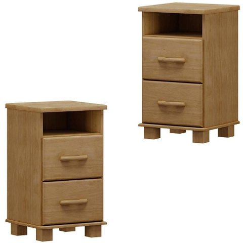 Kit 02 Mesas de Cabeceira Madeira Maciça 44 Cm 2249 Freijo Milani Store Freijo