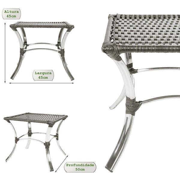 Espreguiçadeira 1 Mesa de Centro Catar Piscina Jardim Varanda Alumínio Tabaco - 3