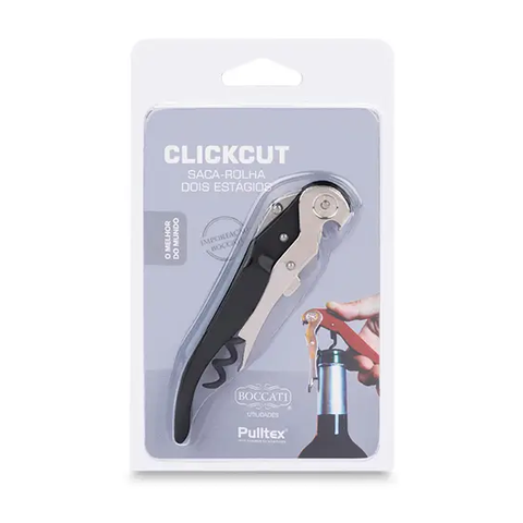Abridor de Garrafas / Saca-Rolhas Pulltex ClickCut Preto