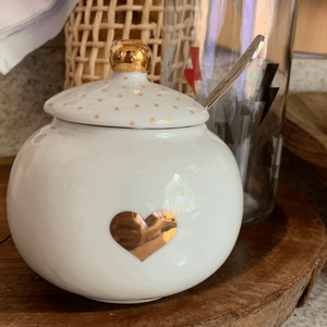 Açucareiro de Porcelana Masha Coração Dourado - Casa Toco