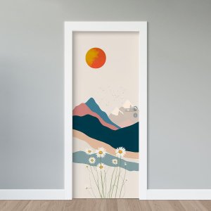 Adesivo de Porta - Paisagem Arte Boho