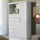Ver imagem 1 de Cômoda Multiuso 6 Gavetas 1 Porta 96cm Guaíra Branco S01 - Mpozenato