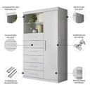 Ver imagem 3 de Cômoda Multiuso 6 Gavetas 1 Porta 96cm Guaíra Branco S01 - Mpozenato