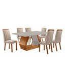 Ver imagem 1 de Mesa de Jantar Alvorada 180cm Tampo MDF Vidro Canto Copo com 6 Cadeiras Aline Moderna Mobília