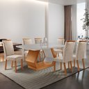 Ver imagem 2 de Mesa de Jantar Alvorada 180cm Tampo MDF Vidro Canto Copo com 6 Cadeiras Aline Moderna Mobília