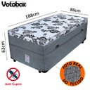 Ver imagem 2 de Cama Box Baú Solteiro Conjugado de Molas 88x188x63cm Couríno Linho Cinza Votobox