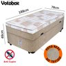 Cama Box Baú Solteiro Conjugado de Espuma 78x188x63cm Suede Bege Votobox - 2