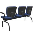 Ver imagem 6 de Cadeira Longarina 3 Lugares Aeroporto Recepção Preto Baixa Flexi P03 Vinil Azul - lyam Lyam Decor