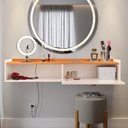 Ver imagem 3 de Penteadeira Camarim Decor Suspensa Mesa Bancada Cantinho Maquiagem Porta Nicho Decoração Quarto