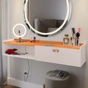 Ver imagem 4 de Penteadeira Camarim Decor Suspensa Mesa Bancada Cantinho Maquiagem Porta Nicho Decoração Quarto