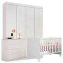 Ver imagem 1 de Quarto de Bebê Helena com Berço Doce Sonho Branco Brilho - Phoenix