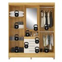 Ver imagem 3 de Guarda Roupa Roupeiro Pérsia 4 Portas com Espelho 3 Gavetas Cinamon Touch Off White Demóbile