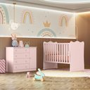 Ver imagem 1 de Quarto de Bebê Doce Sonho com Cômoda 2561 e Berço Simples 1 Qmovi Rosa Acetinado