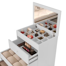 Penteadeira Olivia 3 Gavetas Banqueta Embutida com Rodizios Branco - 4