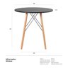 Mesa de Jantar Redonda Eiffel Design - Pé Palito - 80cm - Preto - 6