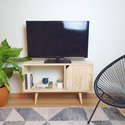 Rack Retrô Balneário com Porta 62Ax100Lx28P em Madeira de Pinus - NATURAL - 1