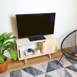 Rack Retrô Balneário com Porta 62Ax100Lx28P em Madeira de Pinus - NATURAL - 3