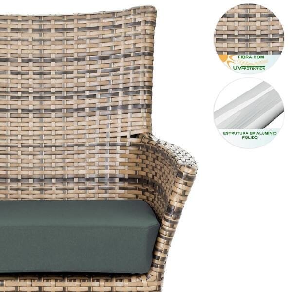 3 Poltronas Topazio Varanda Jardim Sacada Area Aluminio Fibra Capuccino A09 - 3