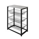 Ver imagem 3 de Fruteira com Suporte para Micro-ondas Barcelona Aço Preto Cesto Preto Tampo Branco - Cor: Preto