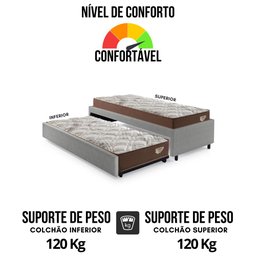 Bicama Box Viúva 126x208 Courino Linho com 2 Colchões Relax Adorabile Molas Ensacadas - 6