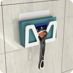 Porta Bucha de Banho e Gillette Adesivo Branco Elg