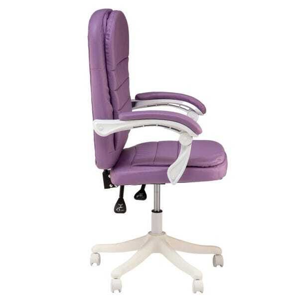 Cadeira de Escritório Prisma Base Branca Diretor - Lilás - 3