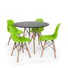 Kit Mesa Jantar Eiffel 120cm Preta + 4 Cadeiras Charles Eames - Verde - 1