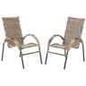 2 Cadeira Cravo Area Varanda Jardim Ferro Fibra Capuccino - 1