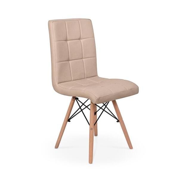 Kit Mesa Jantar Eiffel 120x80 Branca + 4 Cadeiras Eiffel Gomos Estofada - Nude - 2