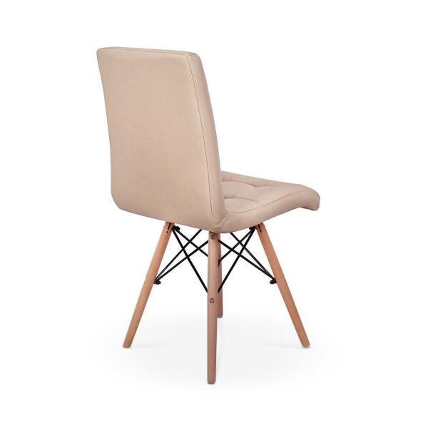 Kit Mesa Jantar Eiffel 120x80 Branca + 4 Cadeiras Eiffel Gomos Estofada - Nude - 3