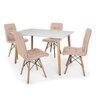 Kit Mesa Jantar Eiffel 120x80 Branca + 4 Cadeiras Eiffel Gomos Estofada - Nude - 1