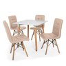 Kit Mesa Jantar Eiffel 80x80 Branca + 4 Cadeiras Gomos - Nude - 1