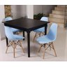 Kit Mesa de Jantar Robust 110x90 Preta + 4 Cadeiras Charles Eames - Azul Claro - 1