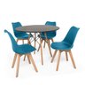 Kit Mesa Jantar Eiffel 90cm Preta + 4 Cadeiras Leda - Turquesa - 1