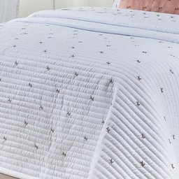 Cobre leito Queen Ellora 3Pçs Bordado Micropercal 400 Fios Branco - 2