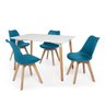 Kit Mesa Jantar Eiffel 120x80 Branca + 4 Cadeiras Leda - Turquesa - 1