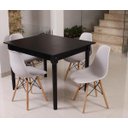 Ver imagem 1 de Kit Mesa de Jantar Robust 110x90 Preta + 4 Cadeiras Charles Eames - Cinza