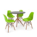 Ver imagem 1 de Conjunto Mesa de Jantar Maitê 80cm Preta com 4 Cadeiras Charles Eames - Verde