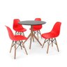 Conjunto Mesa de Jantar Maitê 80cm Preta com 4 Cadeiras Charles Eames - Vermelha - 1