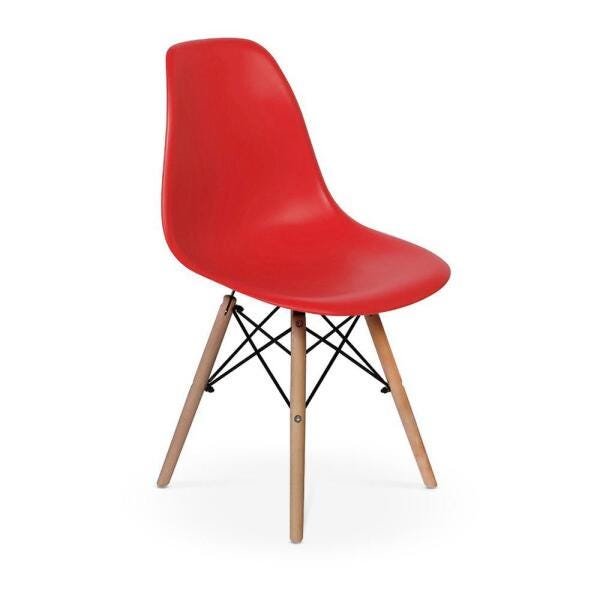 Conjunto Mesa de Jantar Maitê 80cm Preta com 4 Cadeiras Charles Eames - Vermelha - 2