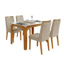 Ver imagem 1 de Conjunto Sala de Jantar Mesa Tampo em Vidro 1,20m Mel 4 Cadeiras Bel