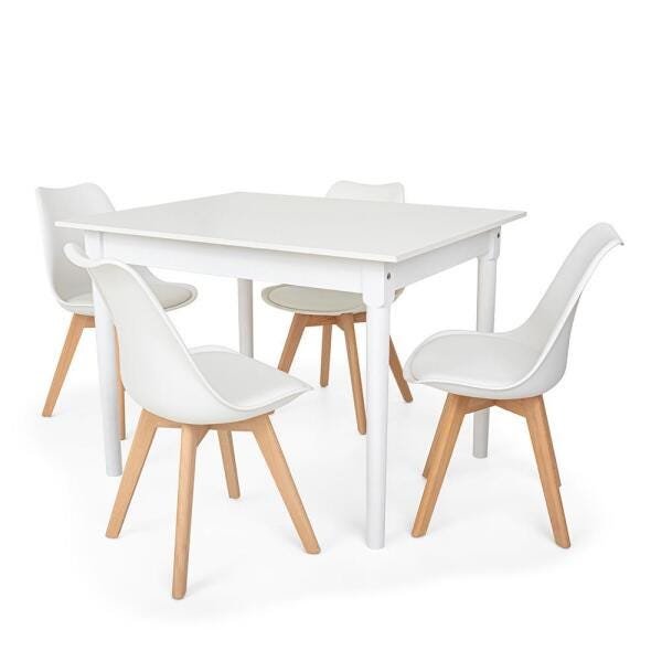 Conjunto Mesa de Jantar Robust 110x90 Branca com 4 Cadeiras Eames Wood Leda - Branca - 2